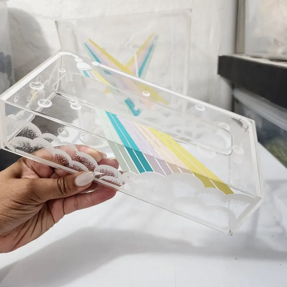 Rare 3-Piece Vintage 1980s Memphis Style Lucite Acrylic Bathroom Vanity Set